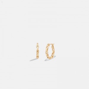 Coach Signature Chain Small Hoop Earrings - Women's Jewelry - Gold | KGKG8249