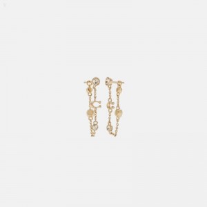 Coach Signature Crystal Chain Earrings - Women's Jewelry - Gold | XBJW2353