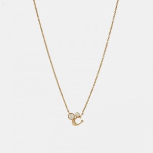 Coach Signature Crystal Cluster Necklace - Women's Jewelry - Gold | TTRD8992