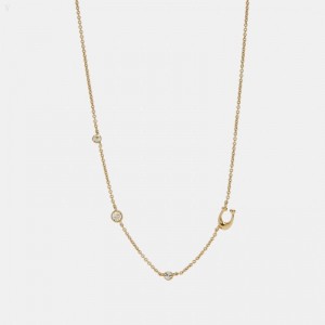 Coach Signature Crystal Necklace - Women's Jewelry - Gold | OABW7641