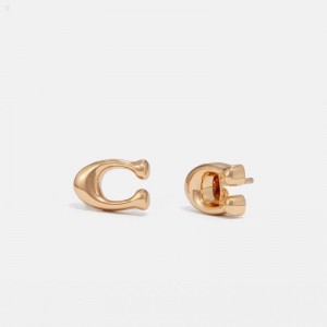 Coach Signature Earrings - Women's Jewelry - Gold | NNSQ8977