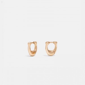 Coach Signature Huggie Earrings - Women's Jewelry - Gold | ZZWG8484