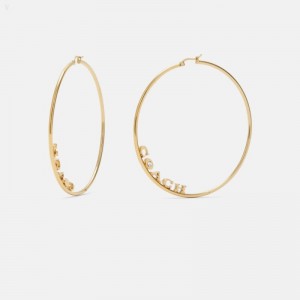 Coach Signature Large Hoop Earrings - Women's Jewelry - Gold | PAEC2326