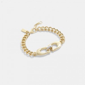 Coach Signature Link Chain Bracelet - Women's Jewelry - Gold | WHNS6035