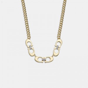 Coach Signature Link Chain Necklace - Women's Jewelry - Gold | FCFH6792