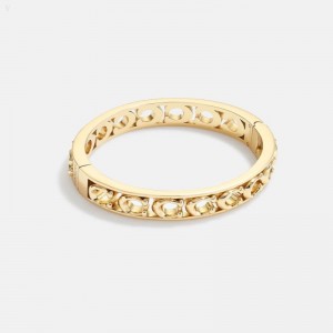 Coach Signature Metal Bangle - Women's Jewelry - Gold | OHVT4492