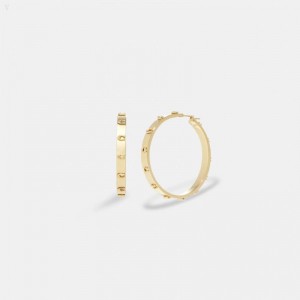 Coach Signature Pegged Hoop Earrings - Women's Jewelry - Gold | OQFJ2100