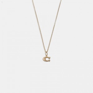 Coach Starter Charm Necklace - Women's Jewelry - Gold | KFFI5852