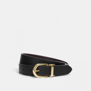 Coach Classic Buckle Cut To Size Reversible Belt,25 Mm - Women's Accessories - Gold / Black Oxblood | SYIF3854