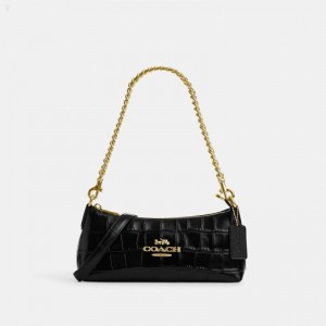 Coach Charlotte Shoulder Bag - Women's Shoulder Bags - Gold / Black | RMCO4346