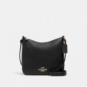 Coach Ellie File Bag - Women's Crossbody Bags - Gold / Black | LCVU3485