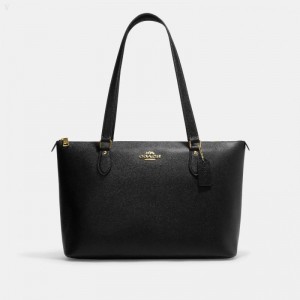 Coach Gallery Tote - Women's Tote Bags - Gold / Black | XIIZ4964