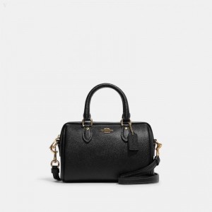 Coach Mini Rowan Crossbody - Women's Crossbody Bags - Gold / Black | OXXV7597