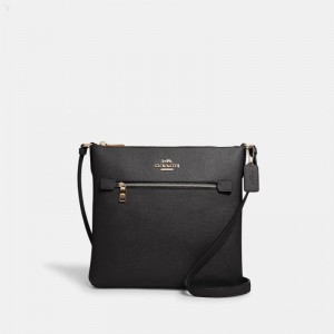 Coach Rowan File Bag - Women's Crossbody Bags - Gold / Black | TZRC4285