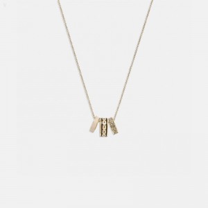 Coach Signature Enamel Necklace - Women's Jewelry - Gold / Black | CGEQ7463