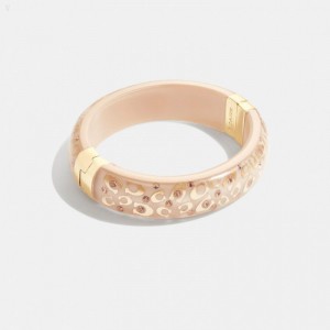 Coach Signature Hinged Bangle - Women's Jewelry - Gold / Blush | HBDP3748