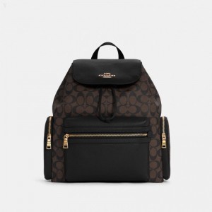 Coach Baby Backpack In Signature Canvas - Men's Backpacks - Gold / Brown Black | IMAR2443