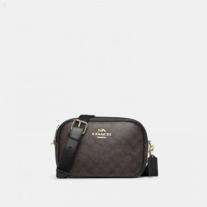 Coach Jamie Camera Bag In Signature Canvas - Women's Crossbody Bags - Gold / Brown Black | KQSJ8173