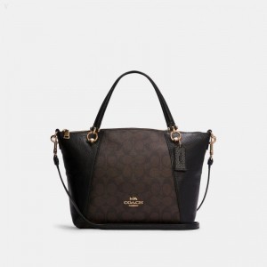 Coach Kacey Satchel In Signature Canvas - Women's Satchel Bags - Gold / Brown Black | LFWS7190