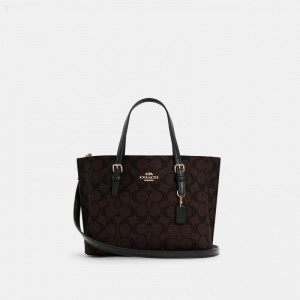 Coach Mollie Tote 25 In Signature Canvas - Women's Tote Bags - Gold / Brown Black | BELY0622