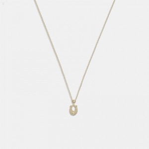 Coach Signature Pavé Necklace - Women's Jewelry - Gold / Clear | VJVE1731