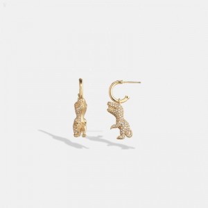 Coach Pavé Rexy Huggie Earrings - Women's Jewelry - Gold / Crystal | TOKS7465