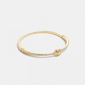 Coach Pavé Signature Bangle - Women's Jewelry - Gold / Crystal | XECA7290