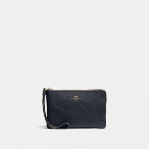 Coach Corner Zip Wristlet - Women's Wallets - Gold / Deep | UWMF8863