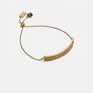 Coach Pave Slider Bracelet - Women's Jewelry - Gold / Gold | DFRU9436