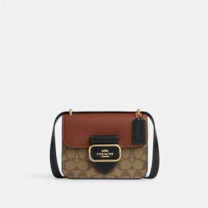 Coach Morgan Square Crossbody In Colorblock Signature Canvas - Women's Crossbody Bags - Gold / Khaki Multicolor | GNQU3206