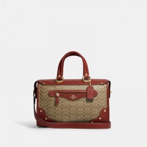 Coach Millie Satchel In Colorblock Signature Canvas - Women's Satchel Bags - Gold / Khaki / Terracotta | UXRX8275