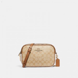 Coach Jamie Camera Bag In Blocked Signature Canvas - Women's Crossbody Bags - Gold / Light Khaki Multicolor | JHDO3199