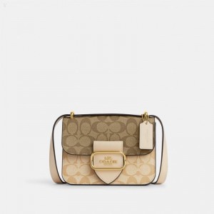 Coach Morgan Square Crossbody In Blocked Signature Canvas - Women's Crossbody Bags - Gold / Light Khaki Multicolor | UXVO5652
