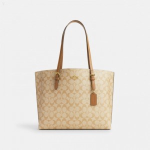 Coach Mollie Tote In Signature Canvas - Women's Tote Bags - Gold / Light Khaki / Light Saddle | ZPWV6949