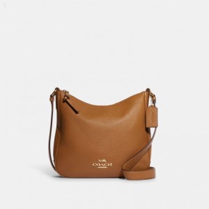 Coach Ellie File Bag - Women's Crossbody Bags - Gold / Light Saddle | EGTI5682