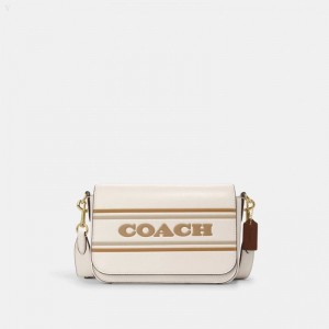 Coach Logan Messenger With Coach Stripe - Women's Crossbody Bags - Gold / Multicolor | XDAB5038