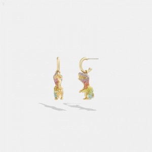 Coach Pavé Rexy Huggie Earrings - Women's Jewelry - Gold / Multicolor | IUDQ1006