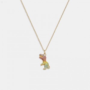 Coach Pavé Rexy Necklace - Women's Jewelry - Gold / Multicolor | ECRS9549