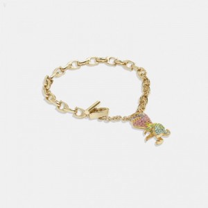 Coach Pavé Rexy Signature Chain Bracelet - Women's Jewelry - Gold / Multicolor | IPSF0793