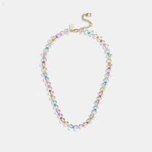 Coach Signature Beaded Necklace - Women's Jewelry - Gold / Multicolor | RJXF4507