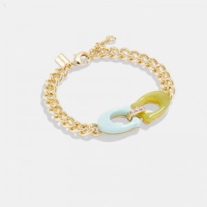Coach Signature Chain Link Bracelet - Women's Jewelry - Gold / Multicolor | KKHA7360