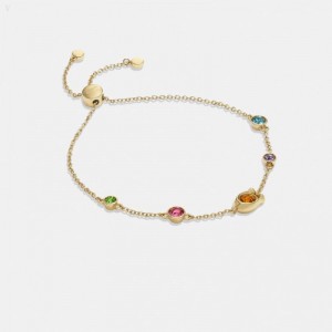 Coach Signature Crystal Slider Bracelet - Women's Jewelry - Gold / Multicolor | PKFD3073
