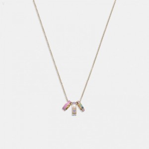 Coach Signature Enamel Rondell Necklace - Women's Jewelry - Gold / Multicolor | VNGC9195