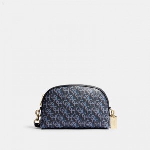 Coach Madi Crossbody With Coach Monogram Print - Women's Crossbody Bags - Gold / Navy | AWWN7352