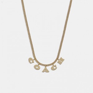 Coach Coach Pearl Charm Necklace - Women's Jewelry - Gold / Pearl | QORB8712