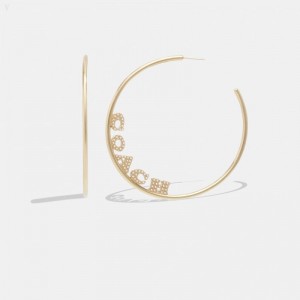 Coach Coach Pearl Medium Hoop Earrings - Women's Jewelry - Gold / Pearl | QWAO6269