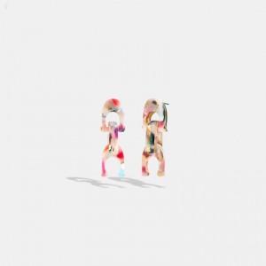 Coach Chunky Signature Link Drop Earrings - Women's Jewelry - Gold / Pink Multicolor | VWNP1690
