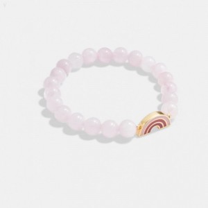 Coach Rainbow Stretch Bracelet - Women's Jewelry - Gold / Pink | SRSD2838