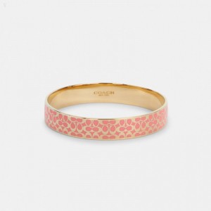 Coach Signature Bangle - Women's Jewelry - Gold / Pink | WATS6725