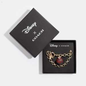 Coach Disney X Coach Poison Apple Bracelet - Women's Jewelry - Gold / Red | HZRN8539